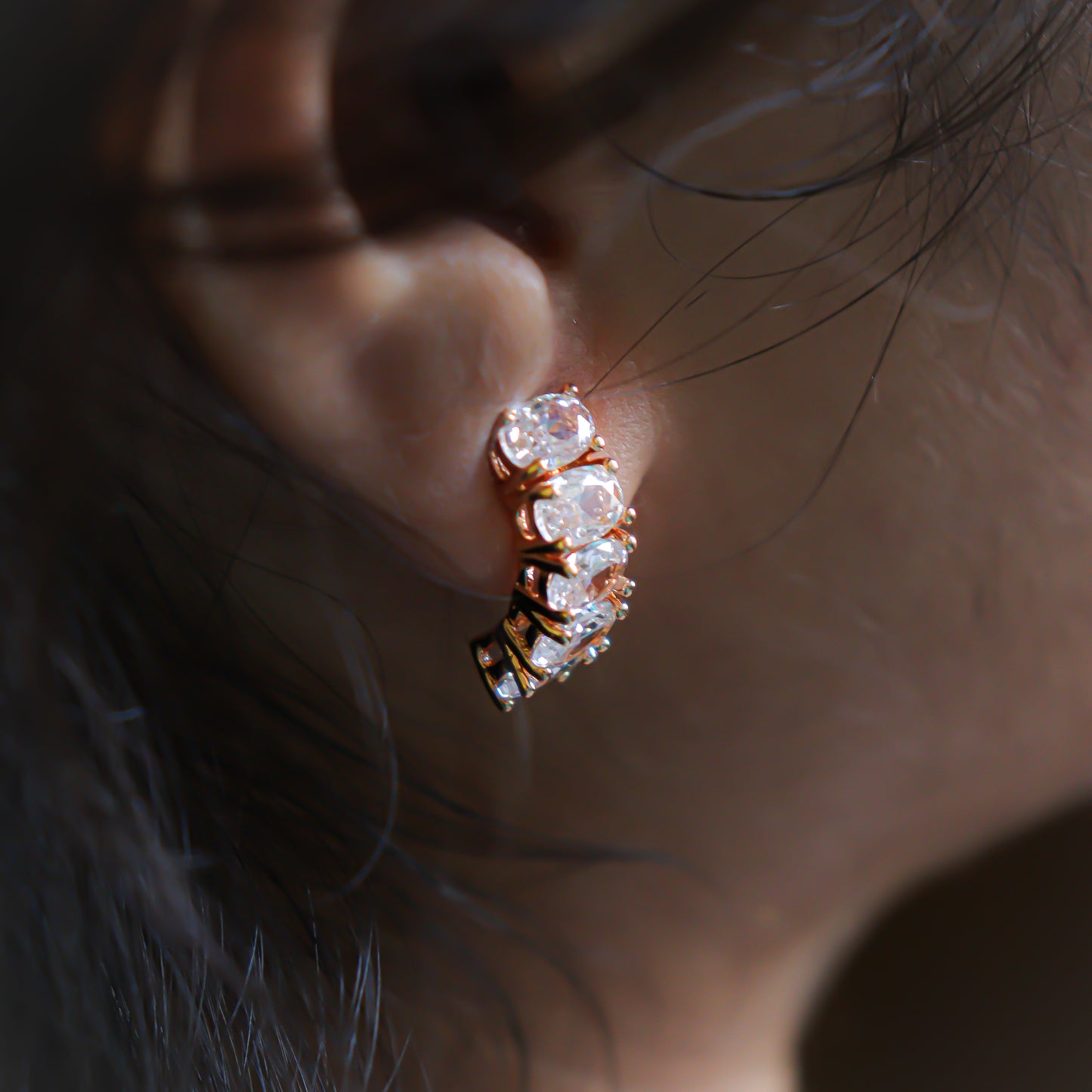 Suzette Rose Gold Stone Alloy Stud Earrings