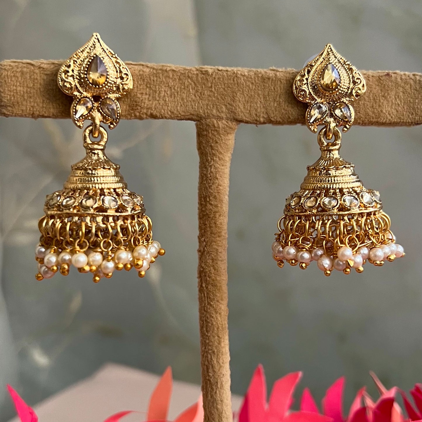 Kareena Kapoor Gold Pearl Jhumkas