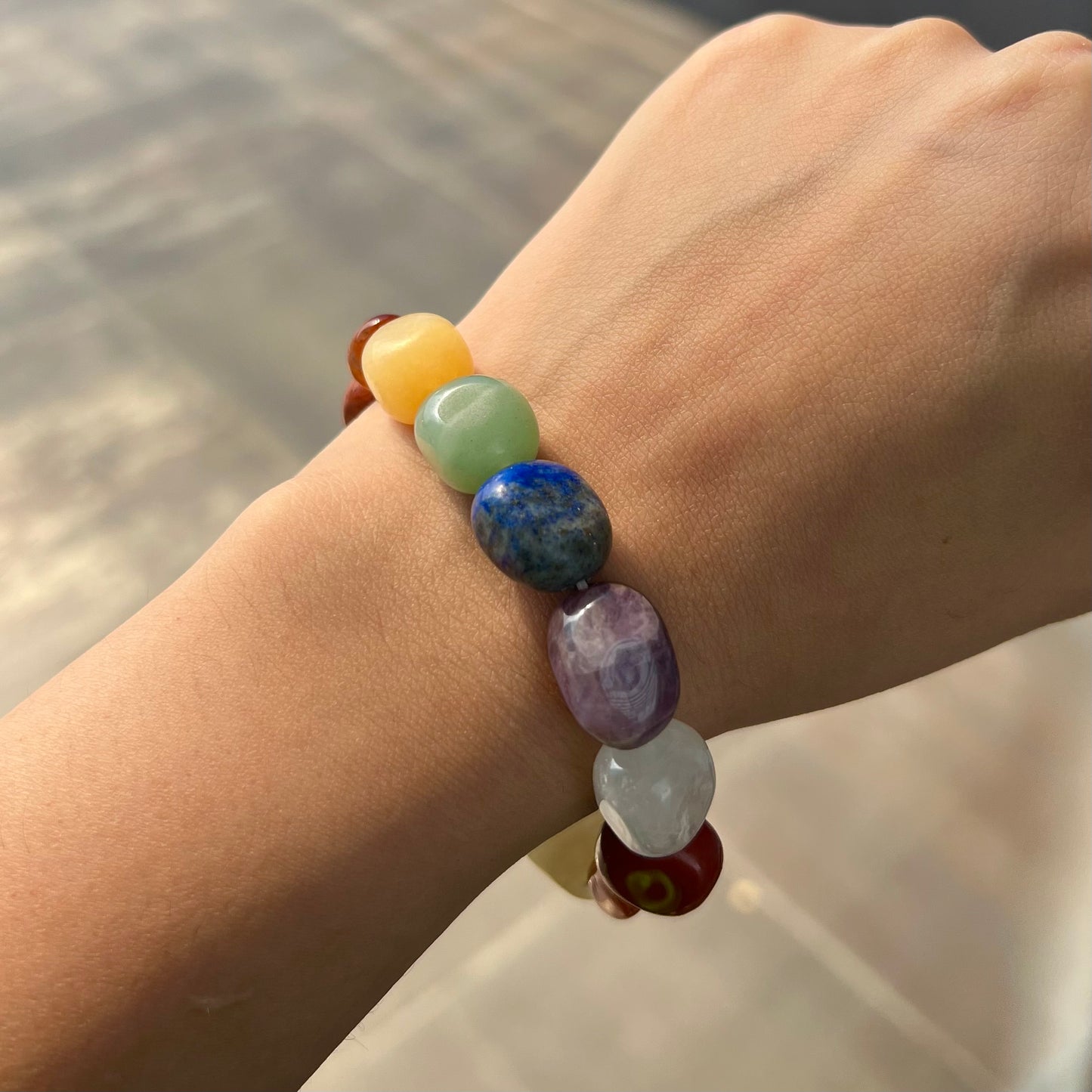 Seven Chakra Crystal Tumble Stone Bracelet