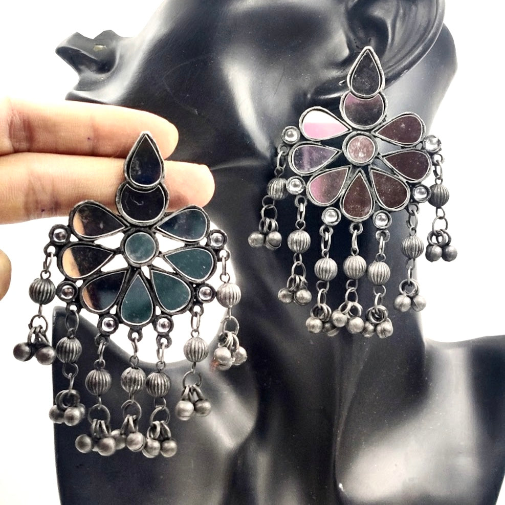 Mirror Black Oxidised Earrings