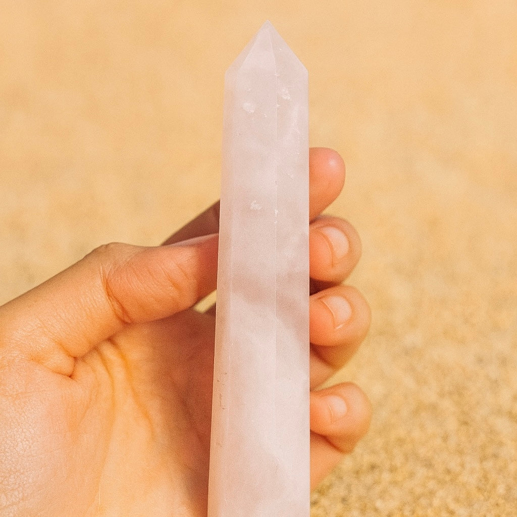 Pink Rose Quartz Crystal Tower Point