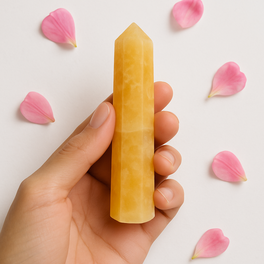 Yellow Calcite Crystal Tower Point