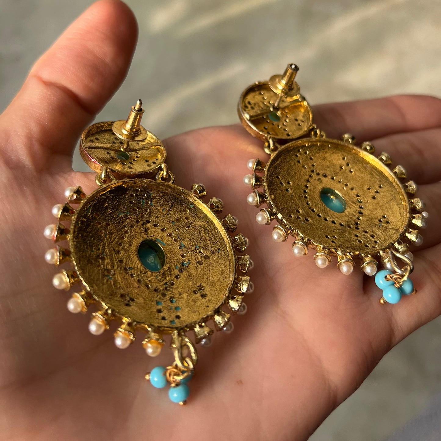 Ocean Blue Brass Otto Ethnic Earrings