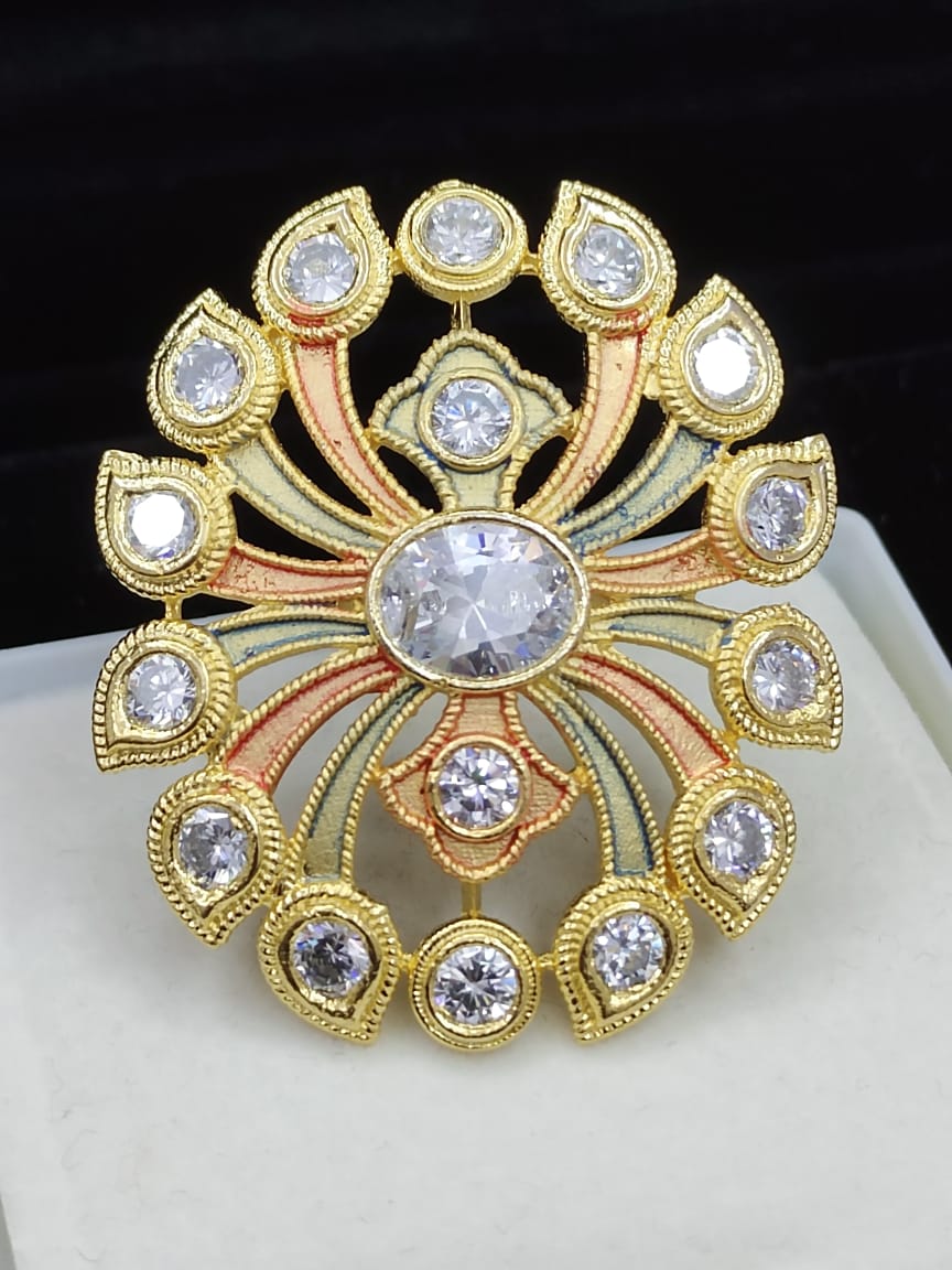 Kundan Statement Ring Adjustable Size