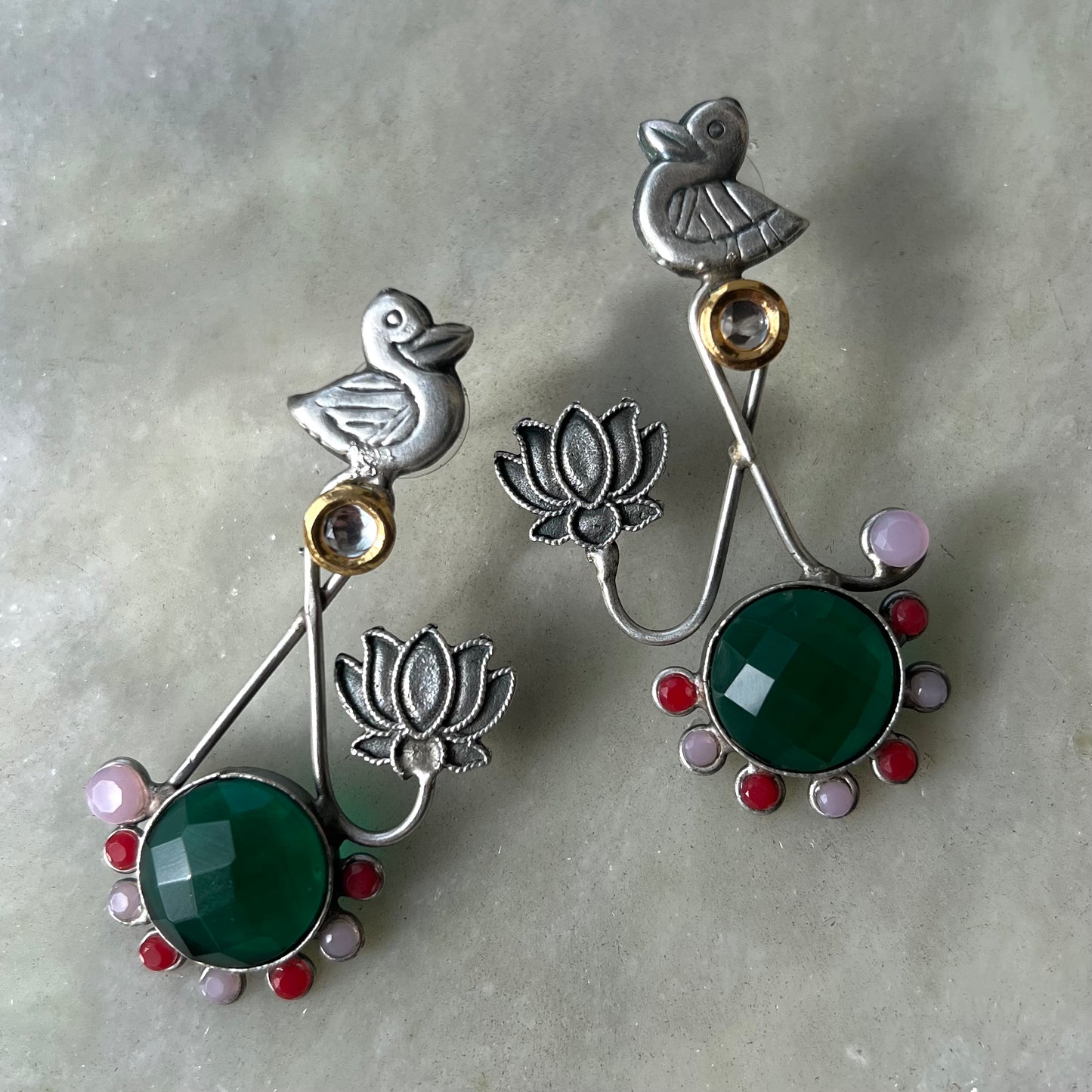 Phool Meel Silver Plated Earrings
