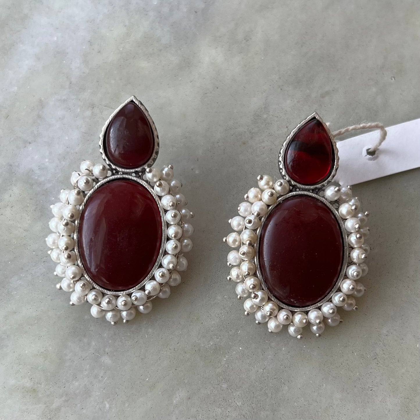 Mughal Wine Oversized Stud Earrings