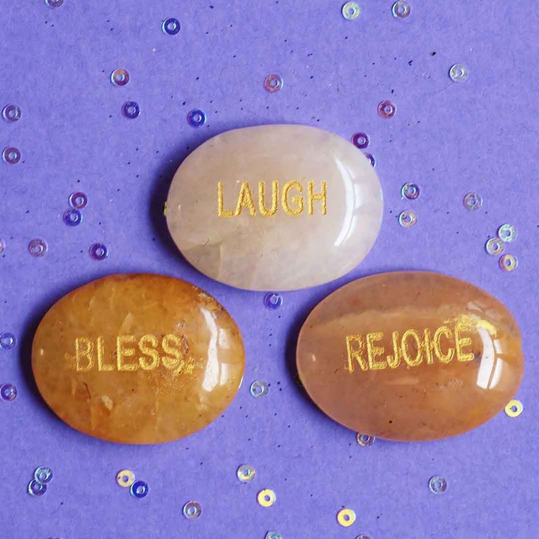 Peach Aventurine Crystal Set of 3 Affirmation Stones