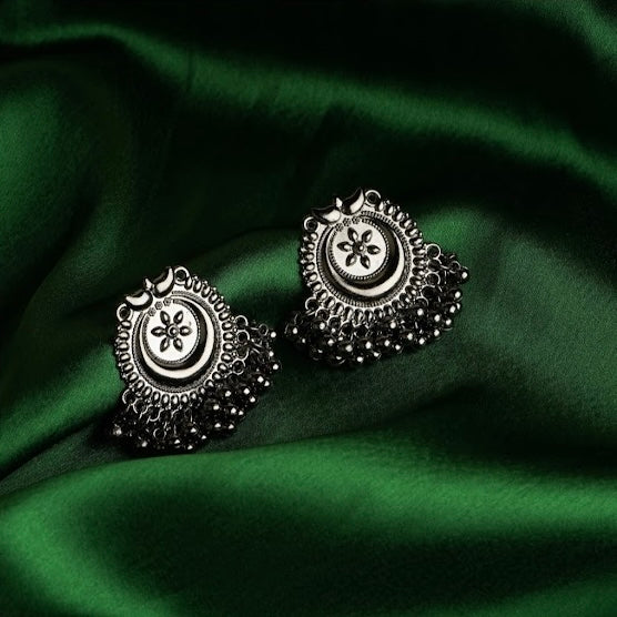 Raha Oxidised Ghungaroo Stud Earrings