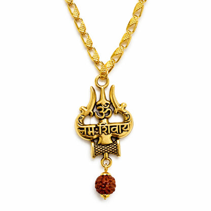 Om Namah Shiva Trishool Rudraksha Pendant Chain