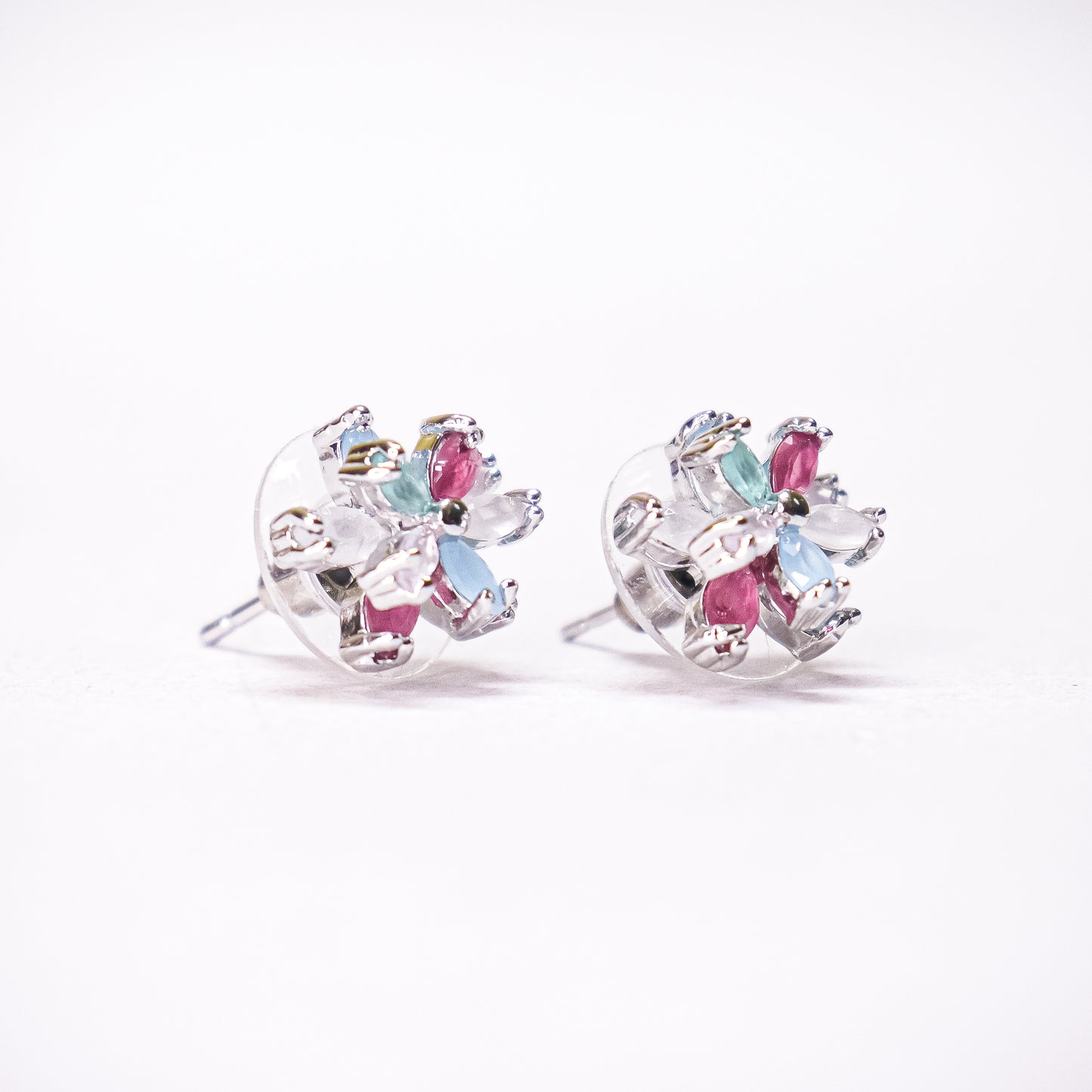 Flower Bouquet Silver Stud Top Earrings