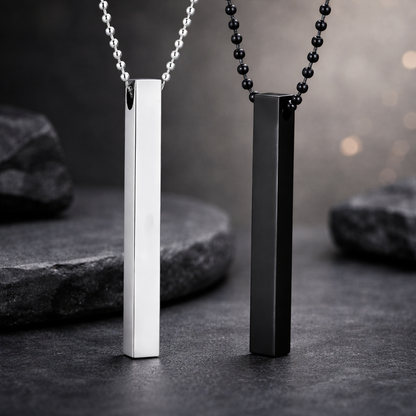 Black & Silver Bar Pendant Chain Combo of 2