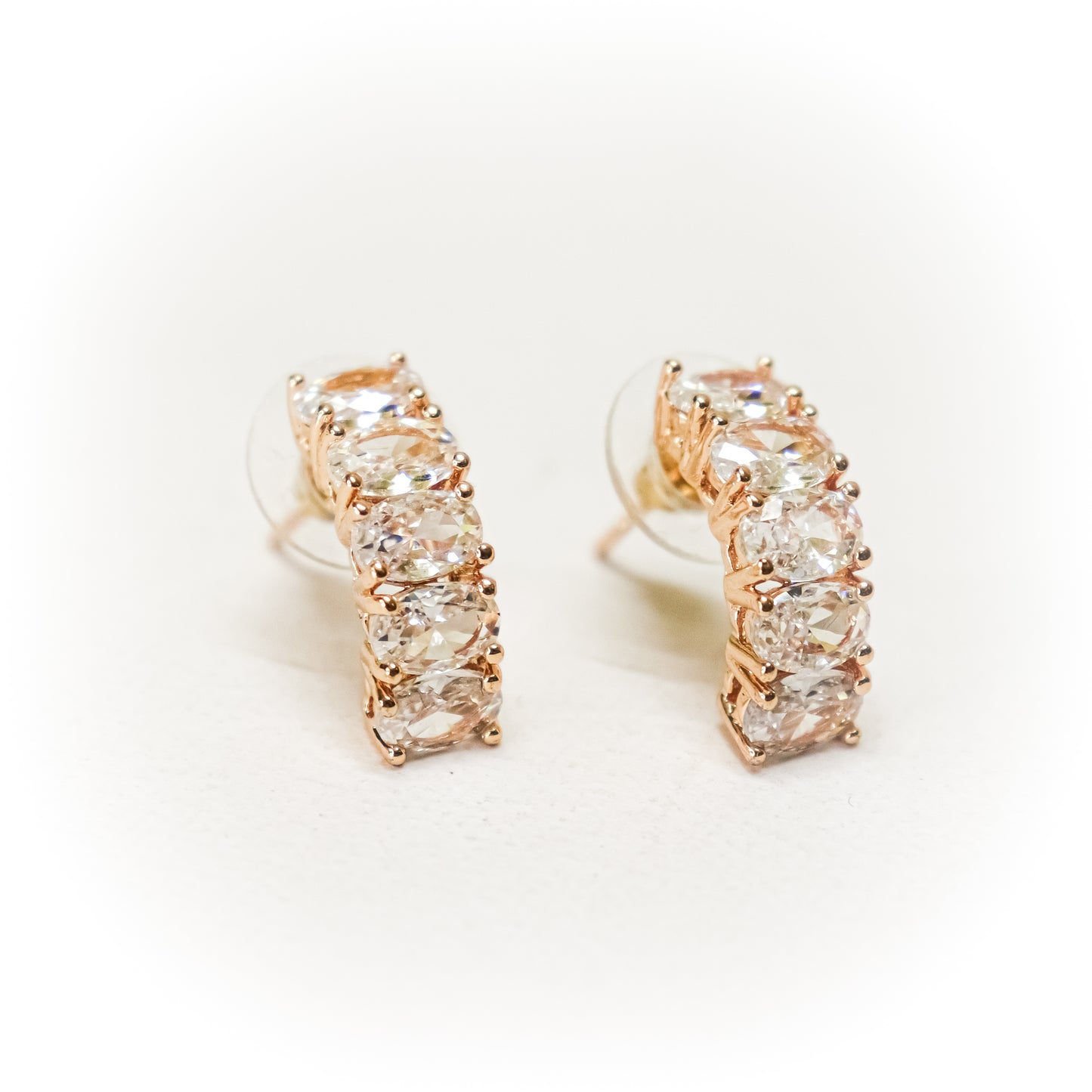 Suzette Rose Gold Stone Alloy Stud Earrings
