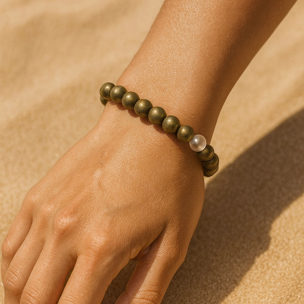 Success Pyrite Clear Quartz Crystal Bracelet