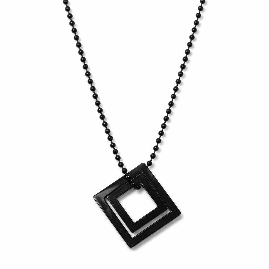 Double Square Geometric Black Holiday Pendant Chain
