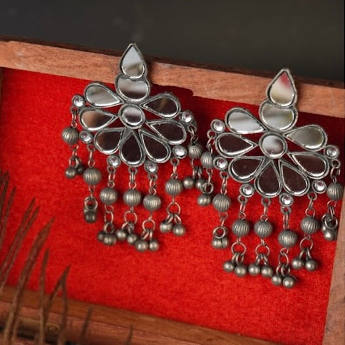 Mirror Black Oxidised Earrings