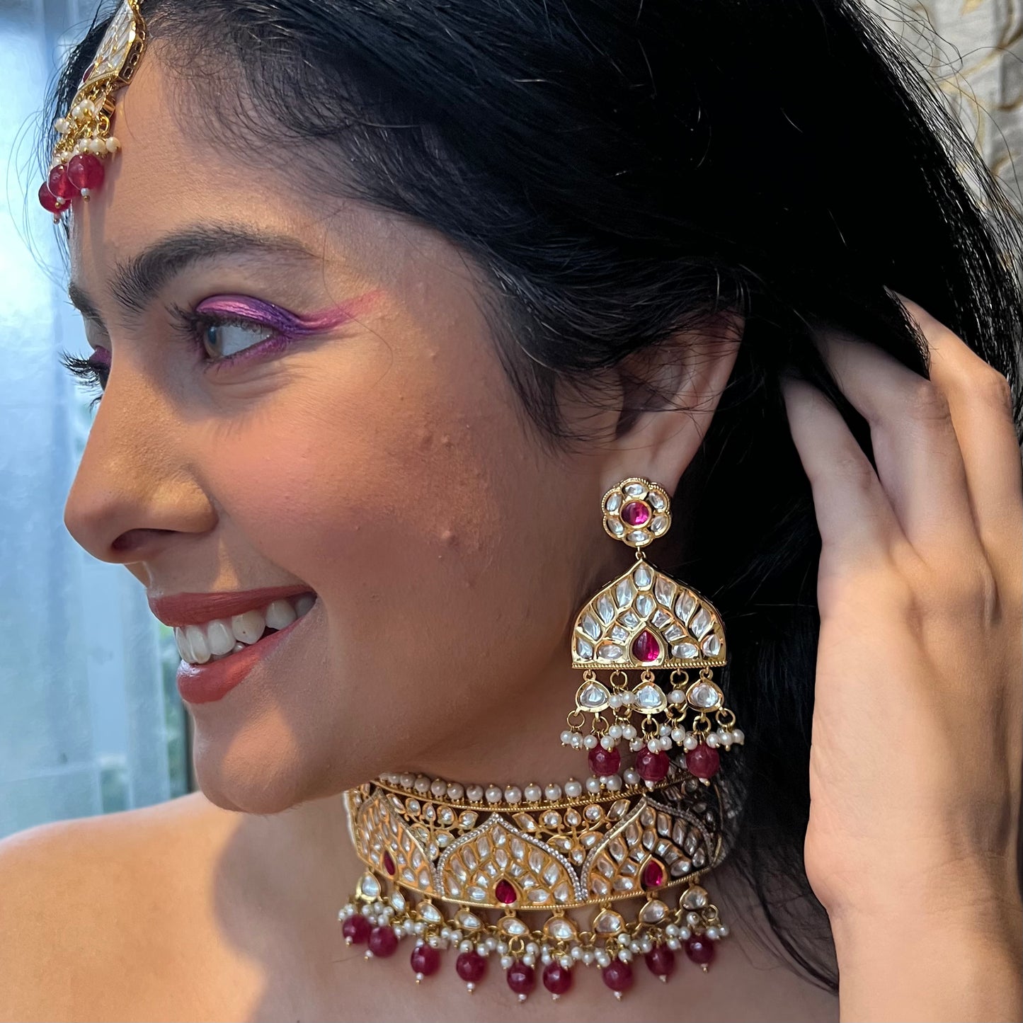 Royal Rajputi Gold Plated Uncut Polki Set