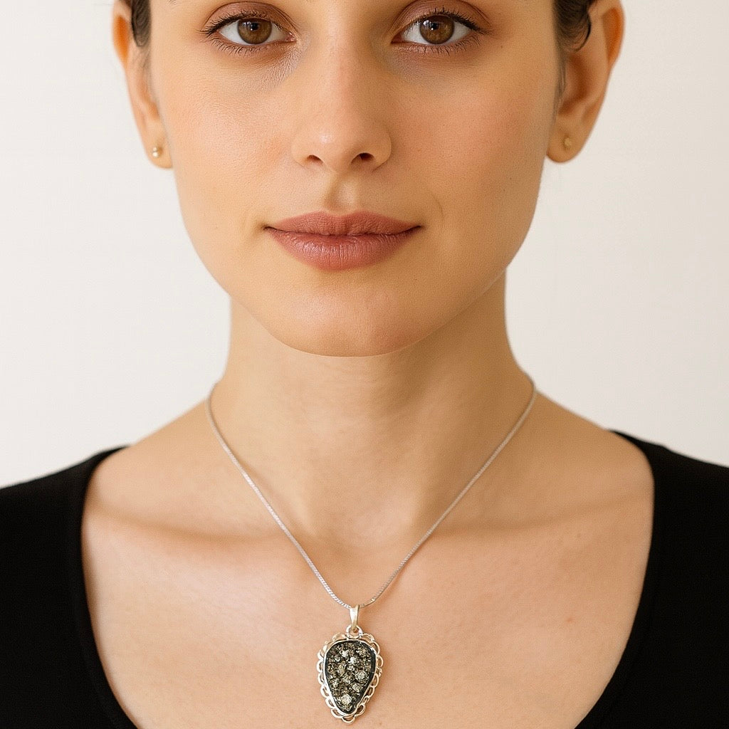 Natural Raw Pyrite Crystal Pendant