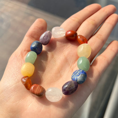 Seven Chakra Crystal Tumble Stone Bracelet