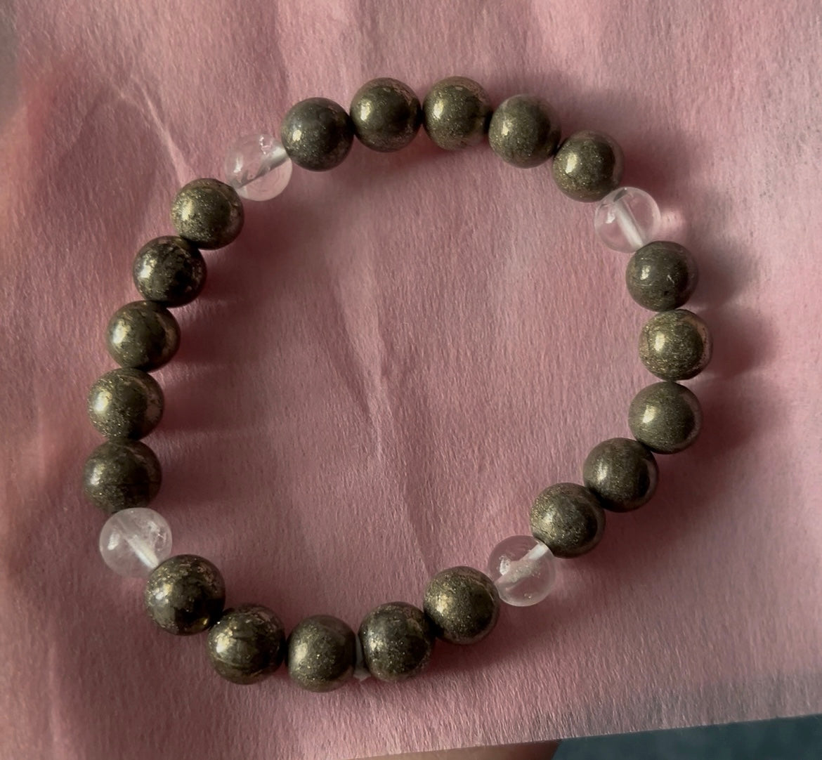 Success Pyrite Clear Quartz Crystal Bracelet