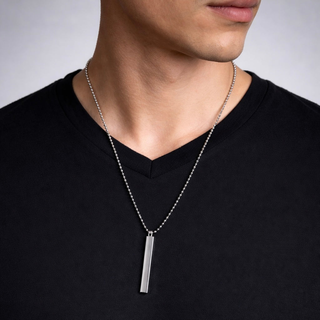 Black & Silver Bar Pendant Chain Combo of 2