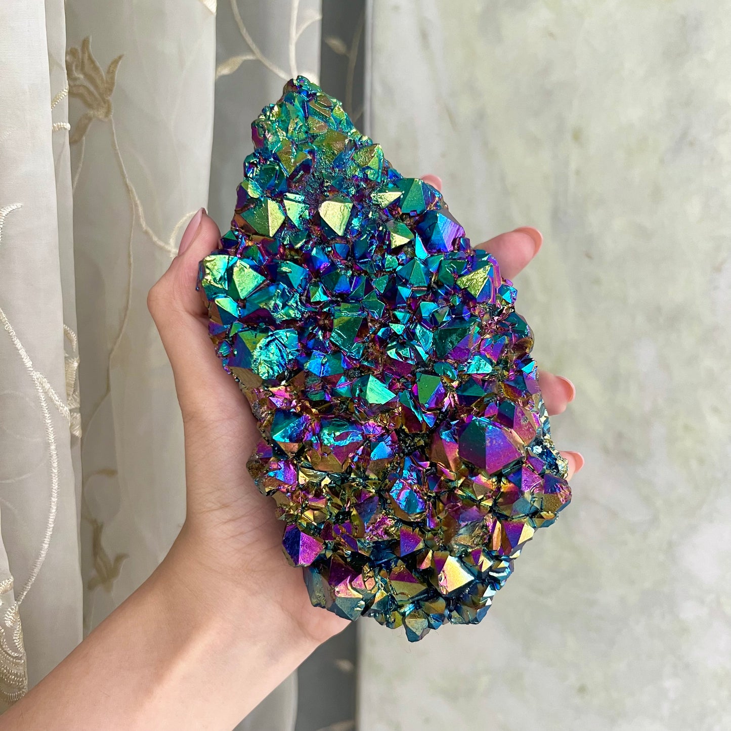 Titanium Blue Angel Aura Quartz Raw Crystal Cluster