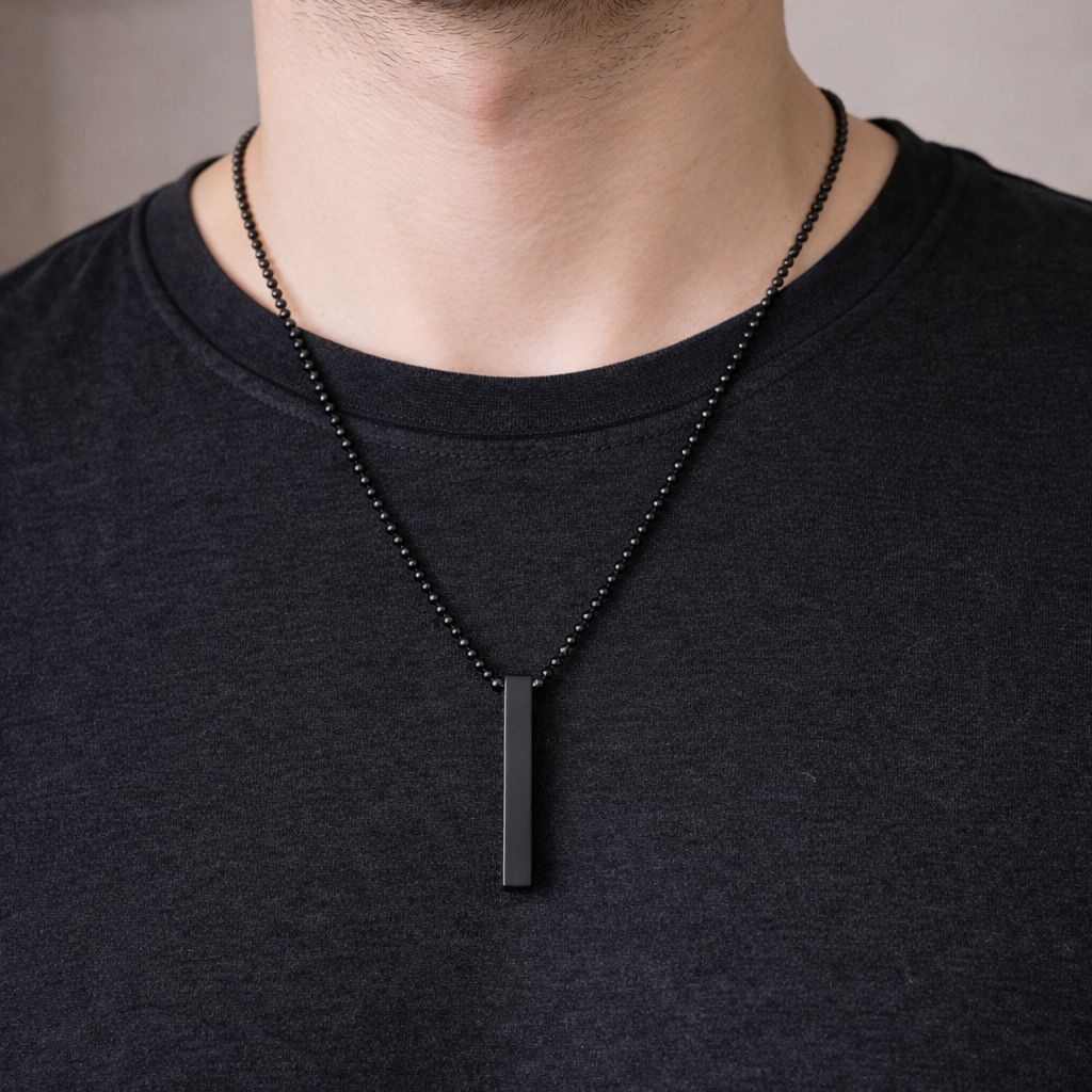 Black Bar Pendant Chain