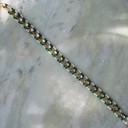 Green Single Line Kundan Sheeshpatti