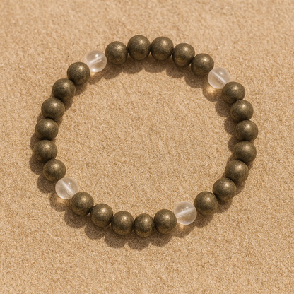 Success Pyrite Clear Quartz Crystal Bracelet
