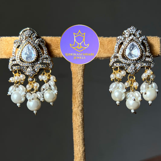 Zeenat Aman White Pearl Kundan Polki Earrings