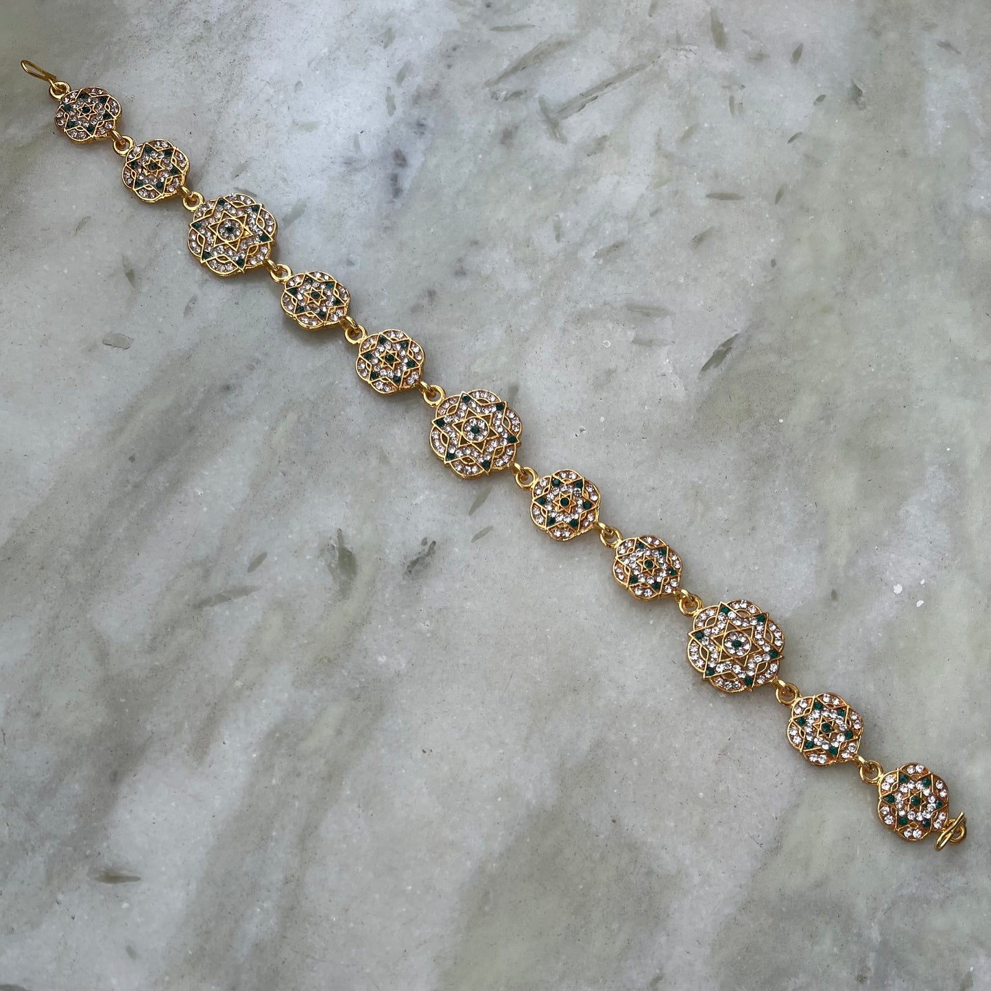 Flower White Gold Kundan Mathapatti Sheeshpatti Traditional Head Accessory