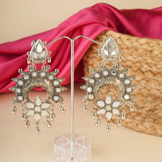 Aditi Mirror Oxidised Set with Necklace and Earrings