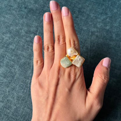 Natural Raw Uncut Crystal Stone Ring