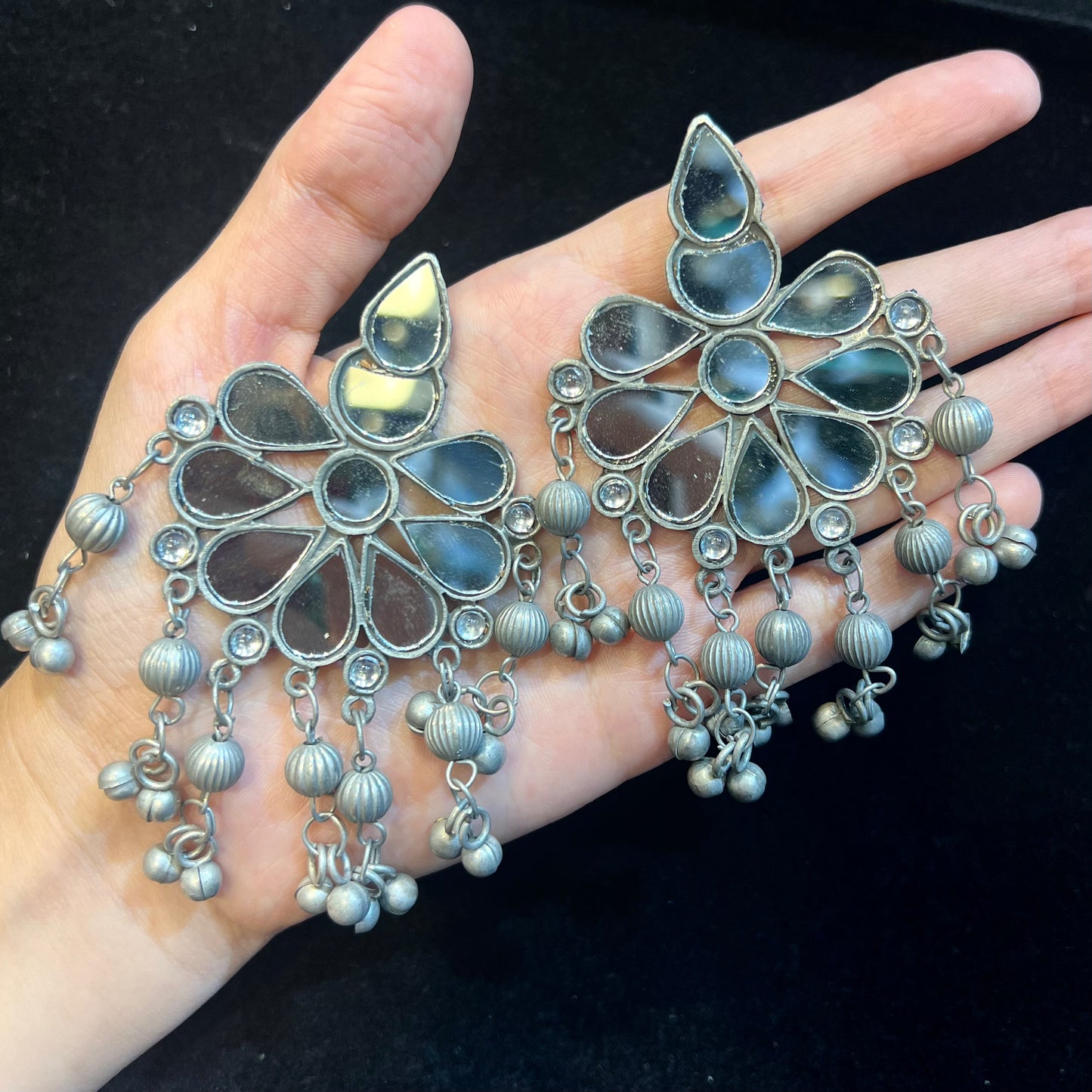 Mirror Black Oxidised Earrings