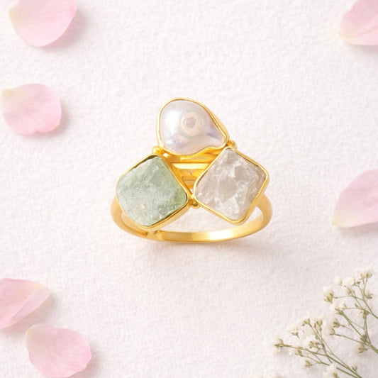 Natural Raw Uncut Crystal Stone Ring