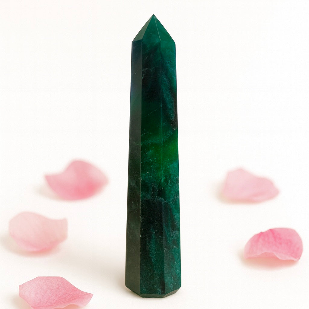 Green Aventurine Jade Crystal Tower Point