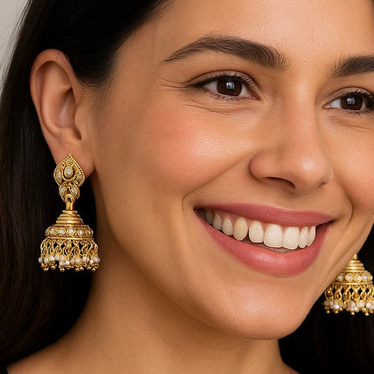 Kareena Kapoor Gold Pearl Jhumkas