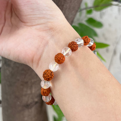 Rudraksha Clear Quartz Crystal Bracelet