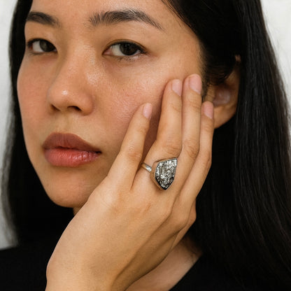 Natural Raw Pyrite Crystal Stone Ring