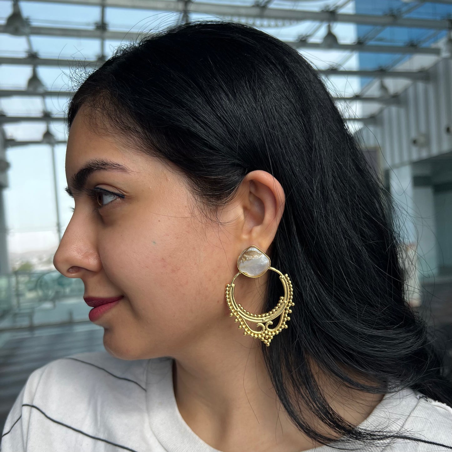 Mother of Pearl Floral Mural Earrings