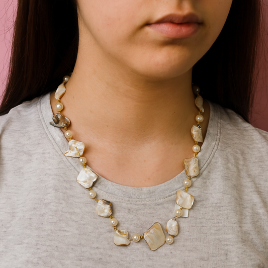White Mother of Pearl Mala