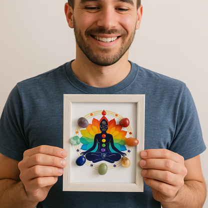 7 Seven Chakra Crystal Tumble Frame Artwork Decor