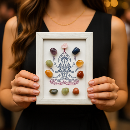 7 Seven Chakra Crystal Tumble Frame Artwork Decor