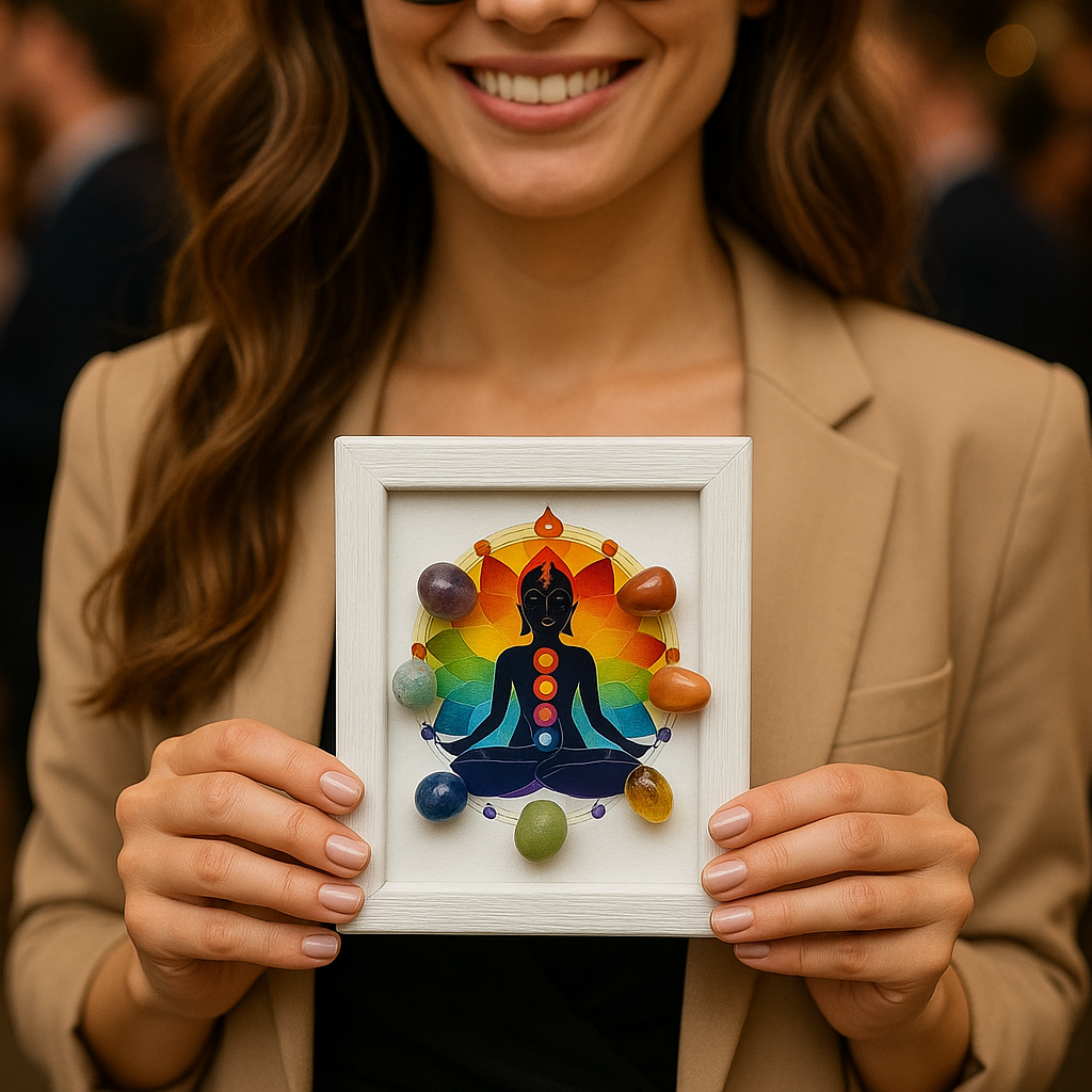 7 Seven Chakra Crystal Tumble Frame Artwork Decor