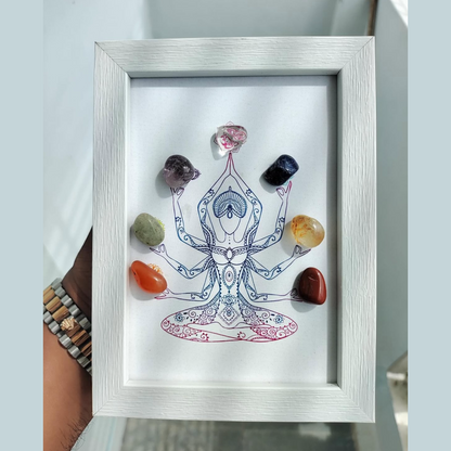 7 Seven Chakra Crystal Tumble Frame Artwork Decor