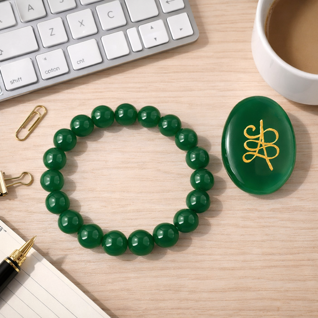 Green Aventurine 1 Zibu Coin + 1 Bracelet Combo