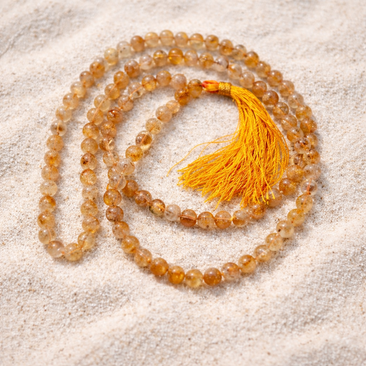 Citrine Crystal Chanting Mala for Meditation (108 Beads)