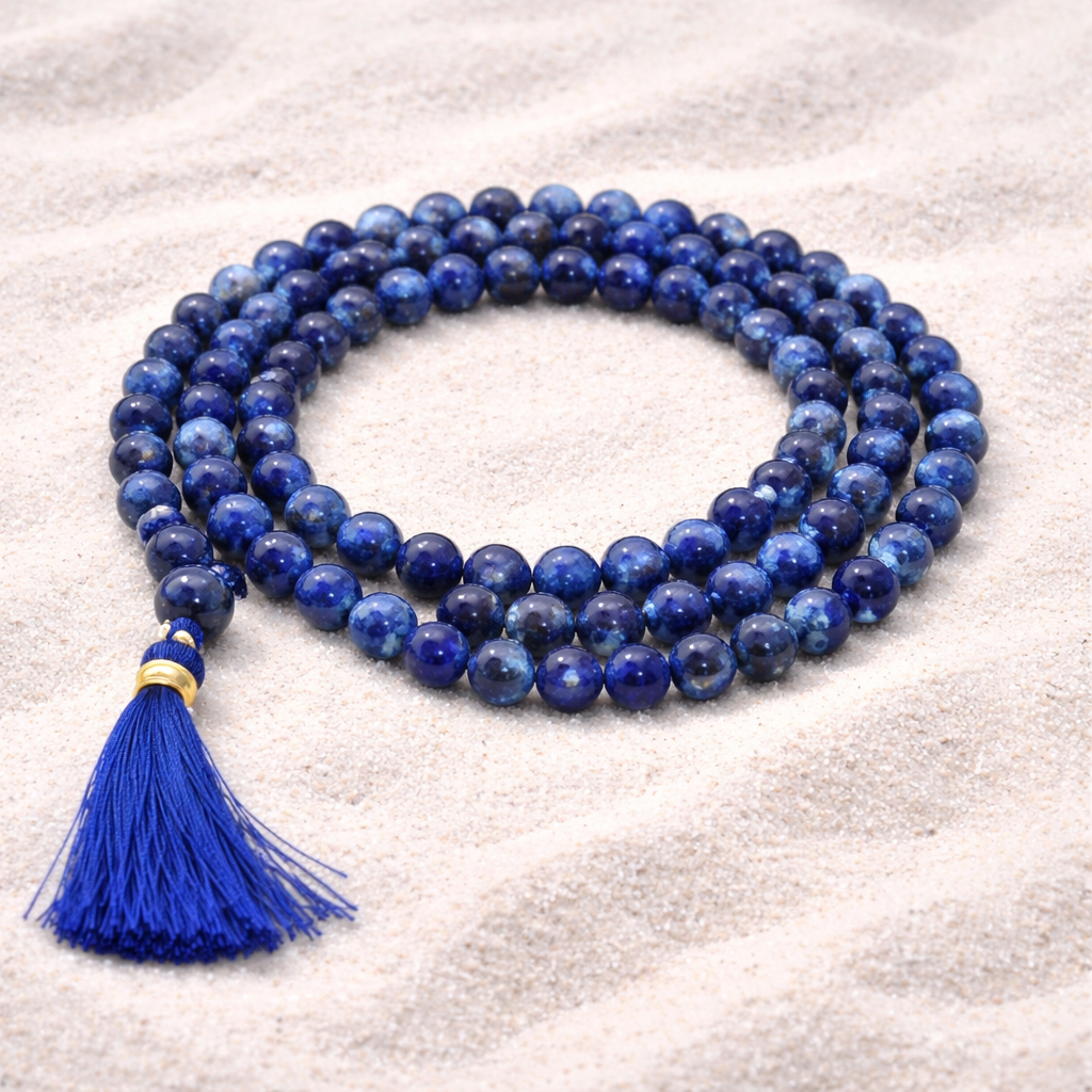 Lapis Crystal Chanting Mala Rosary Beads (108 Beads)