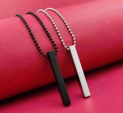 Black & Silver Bar Pendant Chain Combo of 2