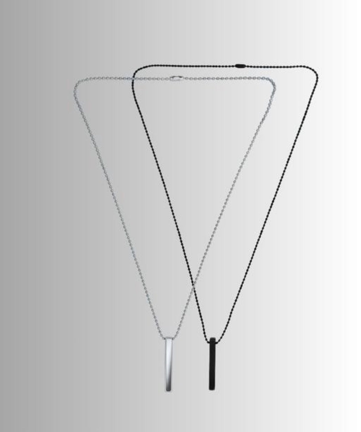 Black & Silver Bar Pendant Chain Combo of 2