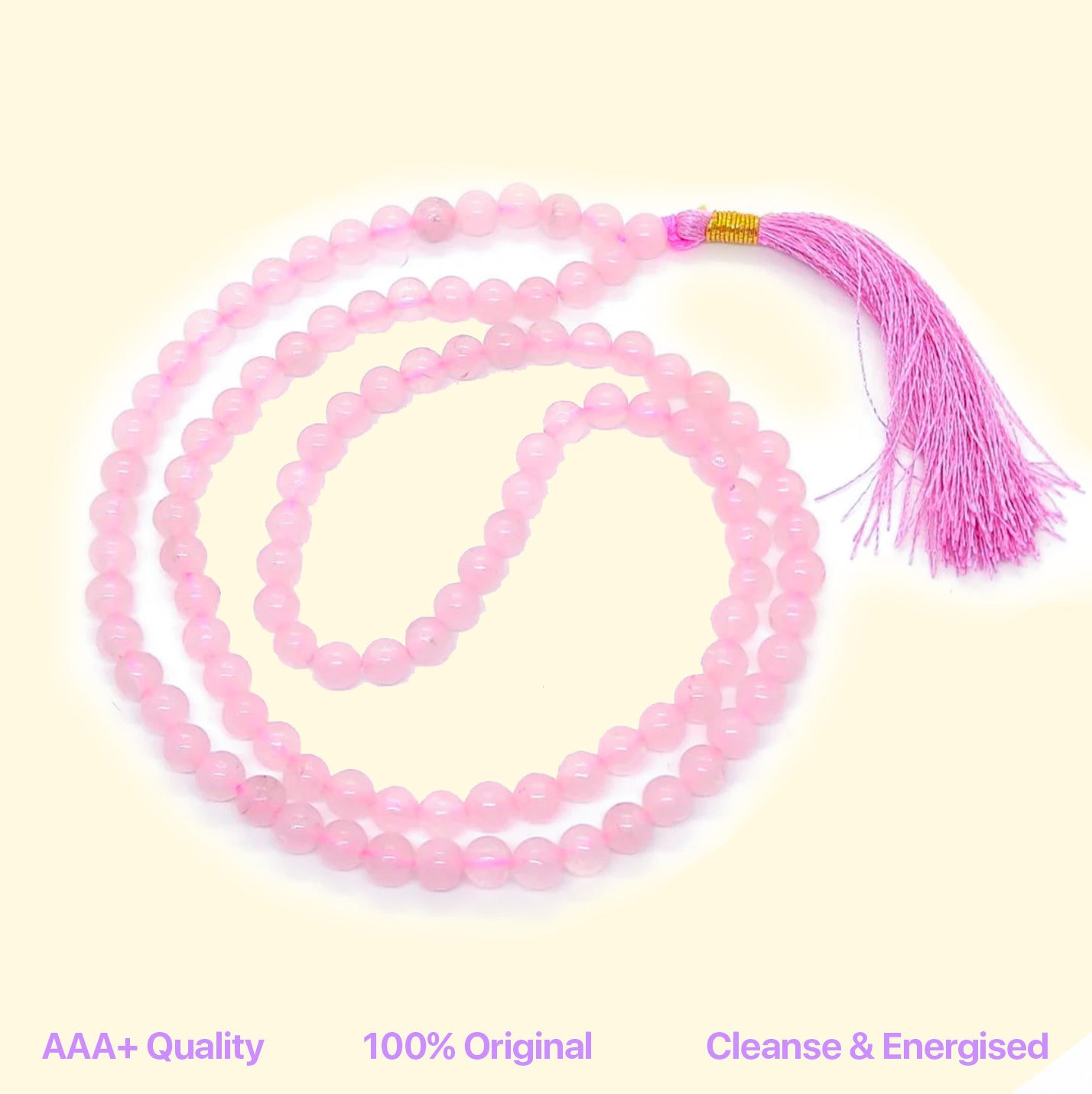 Rose Quartz Crystal Chanting Mala for Meditation (108 Beads)